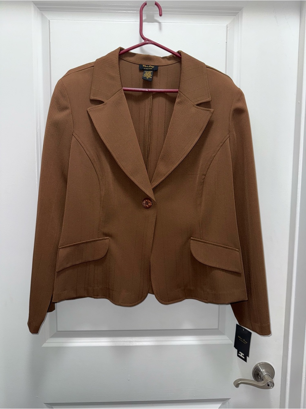 NWT Who’s Tracy by Tracy Evans Brown Womens Tailored Single-Button Blazer